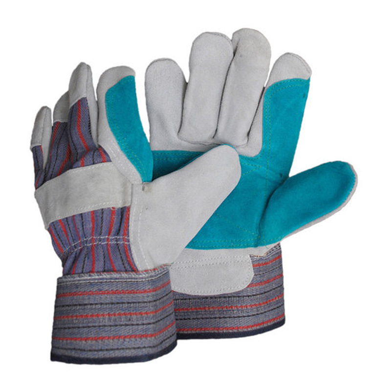 LG008 Sraith Dúbailte Lámhainní Cosanta Cuff Rubber Cowhide